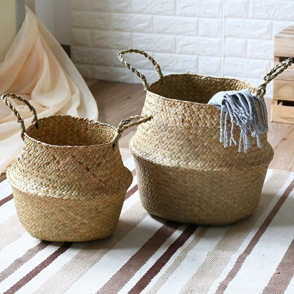 Nordic Style Seaweed Wicker Basket For Home Storage Baskets