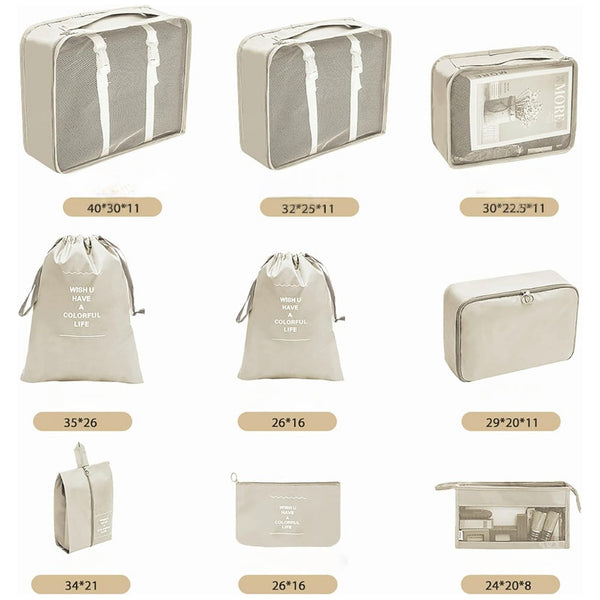 10 Piece Suitcase Organizer Waterproof Packing Cubes Multifunctional Travel Packing Organisers