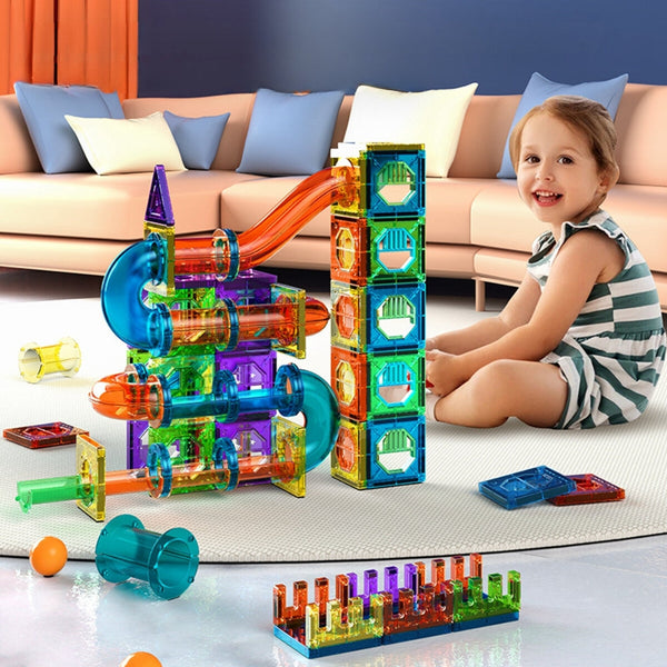 Light Magnetic Tiles Building Blocks For Kids 3D Clear Educational Toys