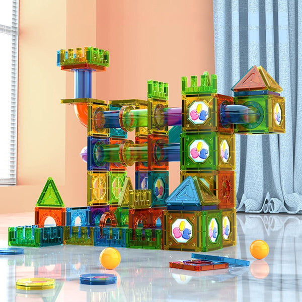 Light Magnetic Tiles Building Blocks For Kids 3D Clear Educational Toys