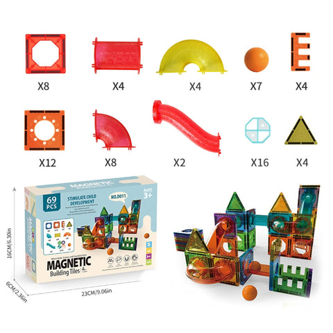 Light Magnetic Tiles Building Blocks For Kids 3D Clear Educational Toys