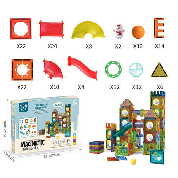 Light Magnetic Tiles Building Blocks For Kids 3D Clear Educational Toys