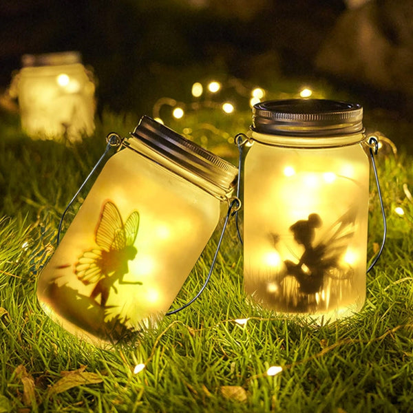 Solar Mason Jar Light Lantern Fairy Lights Hanging Standing Lamp Lanterns