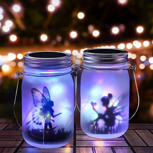 Solar Mason Jar Light Lantern Fairy Lights Hanging Standing Lamp Lanterns