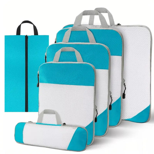 6Pcs Packing Cubes Luggage Storage Organizer Travel Compression Suitcase Bags Packing Organisers