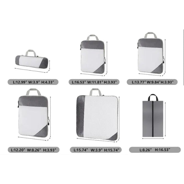 6Pcs Packing Cubes Luggage Storage Organizer Travel Compression Suitcase Bags Packing Organisers