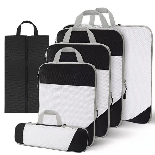 6Pcs Packing Cubes Luggage Storage Organizer Travel Compression Suitcase Bags Packing Organisers