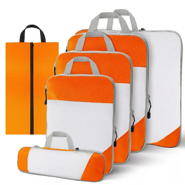 6Pcs Packing Cubes Luggage Storage Organizer Travel Compression Suitcase Bags Packing Organisers