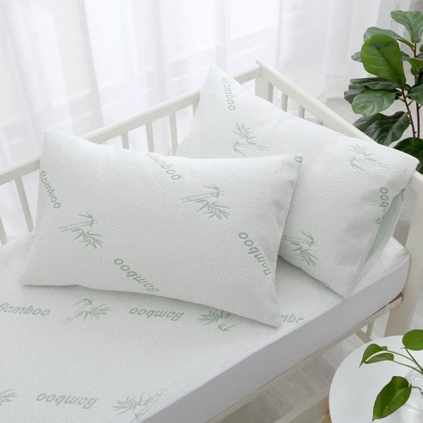 2Pcs Waterproof Bamboo Pillow Protector Case Breathable Slip Zipper Open Pillow Cases