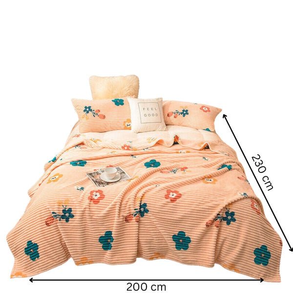 Bed Blanket Cuddly Solid Soft Warm Flannel Throw Sofa Rug Throws & Afghans