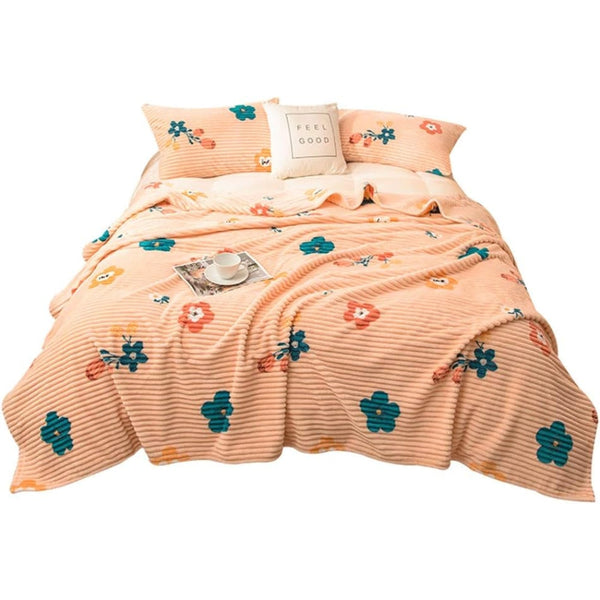 Bed Blanket Cuddly Solid Soft Warm Flannel Throw Sofa Rug Throws & Afghans