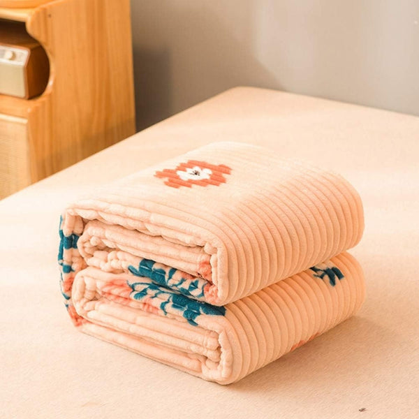 Bed Blanket Cuddly Solid Soft Warm Flannel Throw Sofa Rug Throws & Afghans