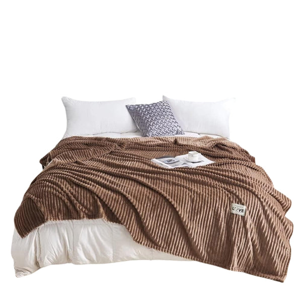 Bed Blanket Cuddly Solid Soft Warm Flannel Throw Sofa Rug Throws & Afghans