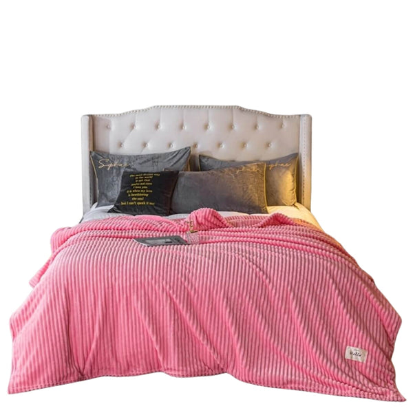 Bed Blanket Cuddly Solid Soft Warm Flannel Throw Sofa Rug Throws & Afghans