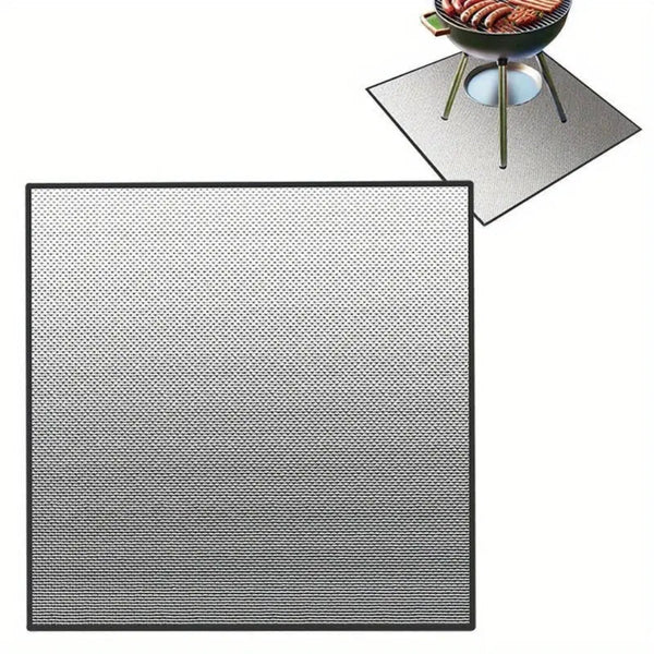 Fireproof Mat Outdoor Lawn Terrace Barbecue Silver Rectangular Protective Barbecue Tools