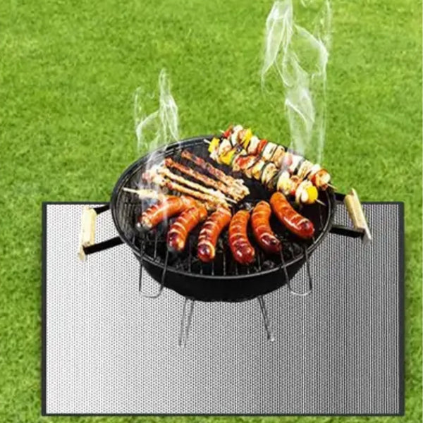 Fireproof Mat Outdoor Lawn Terrace Barbecue Silver Rectangular Protective Barbecue Tools