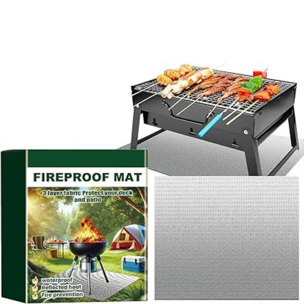 Fireproof Mat Outdoor Lawn Terrace Barbecue Silver Rectangular Protective Barbecue Tools