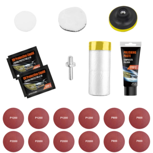 Heavy Duty Headlight Restoration Kit Car Lens Lamp Cleaning Sanding Repair Tool Car Cleaning Tools