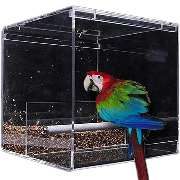 Automatic Acrylic Parrot Feeder Tidy Seed Bird Feeders