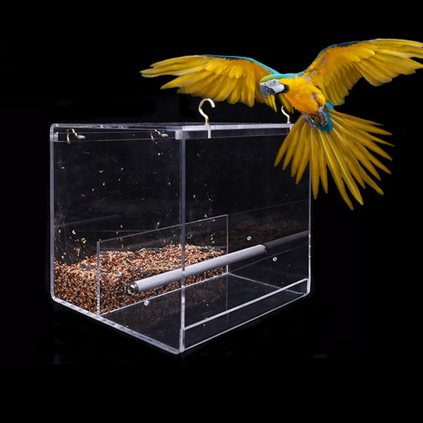 Automatic Acrylic Parrot Feeder Tidy Seed Bird Feeders