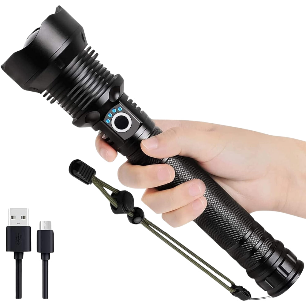 Ultra Bright Led Tactical Flashlight 3 Modes Zoom Torch Usb Charging Torches & Work Lights