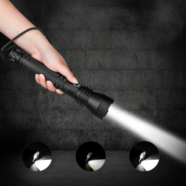Ultra Bright Led Tactical Flashlight 3 Modes Zoom Torch Usb Charging Torches & Work Lights