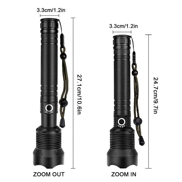 Ultra Bright Led Tactical Flashlight 3 Modes Zoom Torch Usb Charging Torches & Work Lights