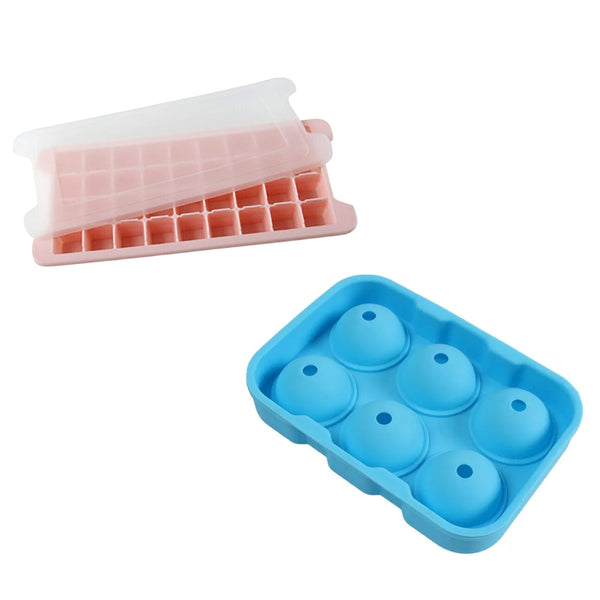 Silicone Ice Cube Whiskey Tray With Lid Mold Maker Tool Ice Cubes Trays & Moulds