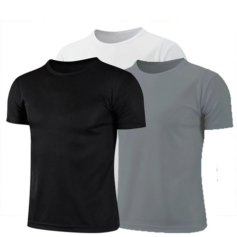 2024 New Men Solid Color T Shirt Sporting Casual Tee Male Gym Running Black Quick Dry Fitness Sports Fishing Shirts