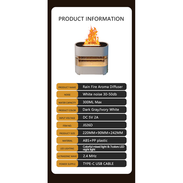 Rain Cloud Fire Humidifier Water Drip Diffuser Aroma With Remote Control Humidifiers