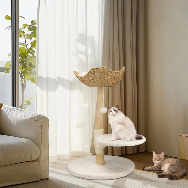 Modern Cat Tree Solid Wood Kitten Scratching Activity Tower Furniture & Scratchers