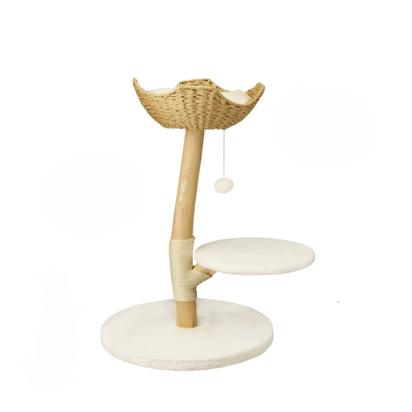 Modern Cat Tree Solid Wood Kitten Scratching Activity Tower Furniture & Scratchers