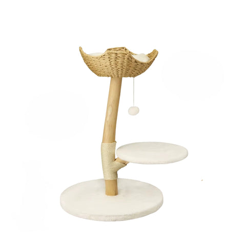 Modern Cat Tree Solid Wood Kitten Scratching Activity Tower Furniture & Scratchers