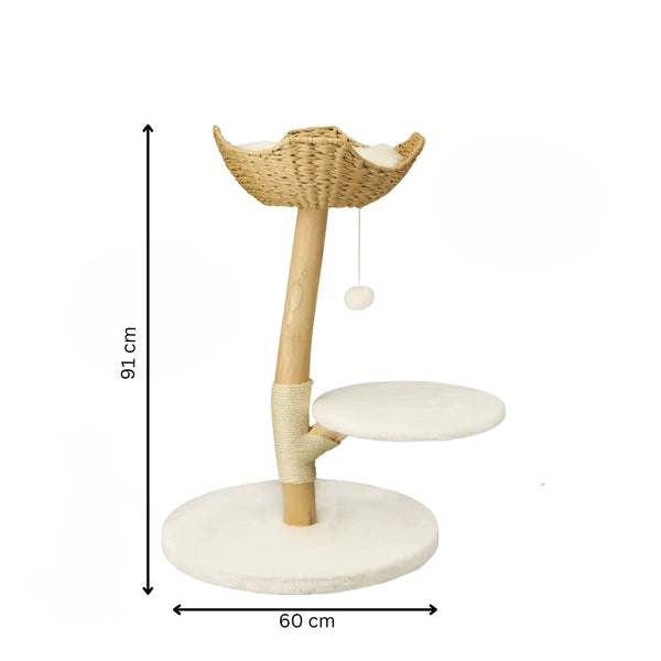 Modern Cat Tree Solid Wood Kitten Scratching Activity Tower Furniture & Scratchers