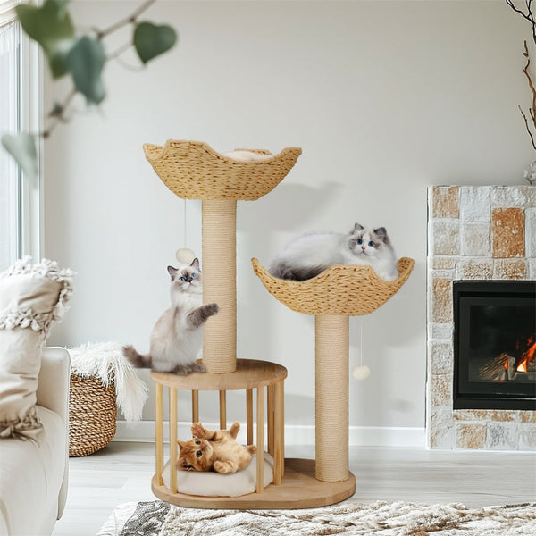 3 Tier Cat Climbing Tree Indoor Kittens Activity Center Tower With Scratching Post Furniture & Scratchers