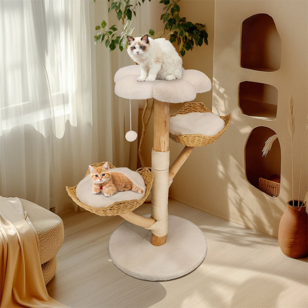 Modern Cat Furniture Climbing Tree Solid Wood Activity Center With Scratching Post Furniture & Scratchers