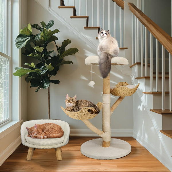 Modern Cat Furniture Climbing Tree Solid Wood Activity Center With Scratching Post Furniture & Scratchers