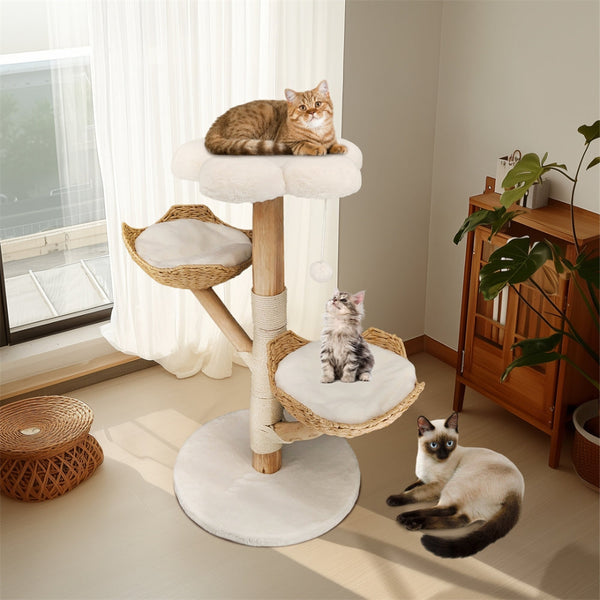 Modern Cat Furniture Climbing Tree Solid Wood Activity Center With Scratching Post Furniture & Scratchers