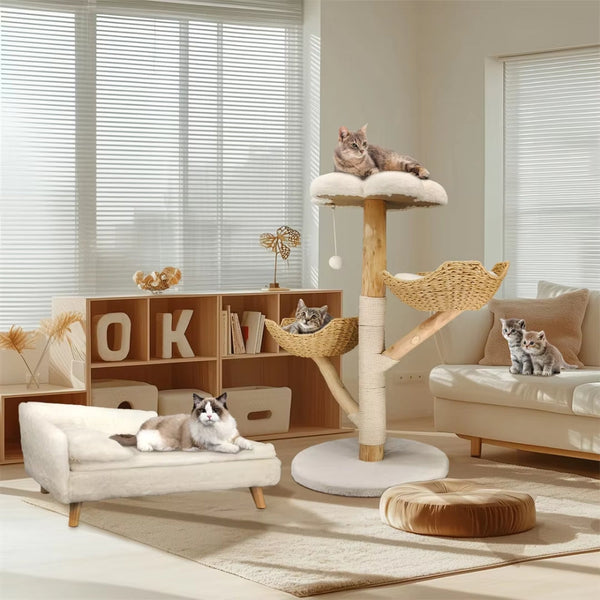 Modern Cat Furniture Climbing Tree Solid Wood Activity Center With Scratching Post Furniture & Scratchers