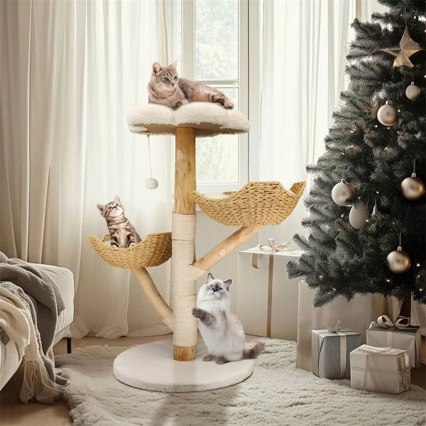 Modern Cat Furniture Climbing Tree Solid Wood Activity Center With Scratching Post Furniture & Scratchers