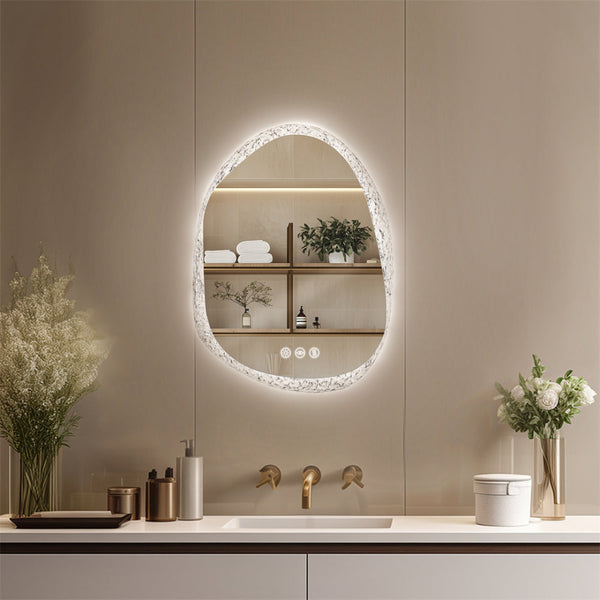 Unique Frameless Mirror Led Light Bathroom Wall Mounted Backlit Vanity Designed With Touch Sensors Dimmable Defog Mirrors