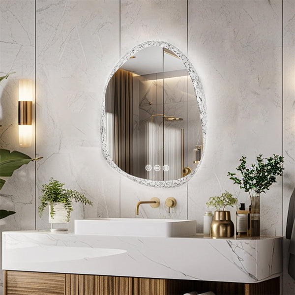 Unique Frameless Mirror Led Light Bathroom Wall Mounted Backlit Vanity Designed With Touch Sensors Dimmable Defog Mirrors