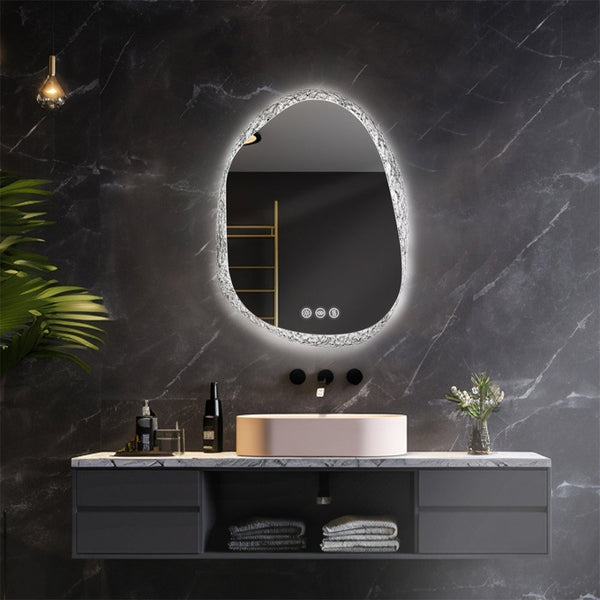Unique Frameless Mirror Led Light Bathroom Wall Mounted Backlit Vanity Designed With Touch Sensors Dimmable Defog Mirrors
