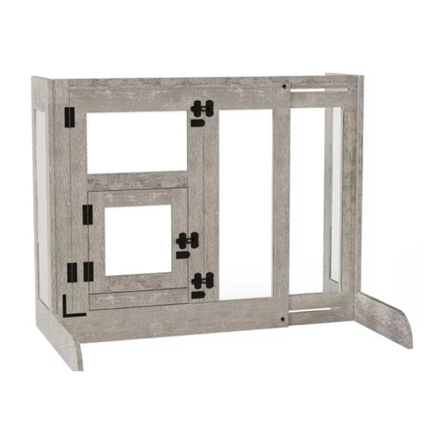 Pet Door Gate Tall Retractable Walk Through Tempered Glass Dog Safety Fences & Pens