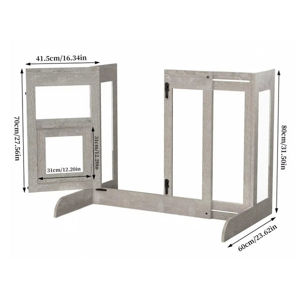 Pet Door Gate Tall Retractable Walk Through Tempered Glass Dog Safety Fences & Pens