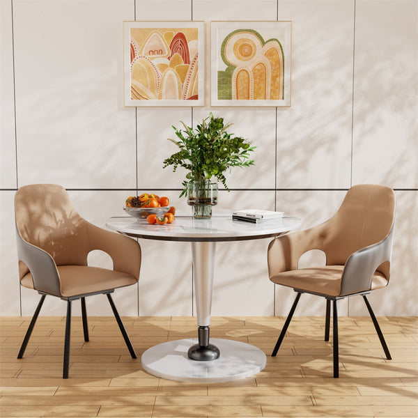 Set Of 2 Swivel With Armrest Modern Living Room Accent Dining Chairs