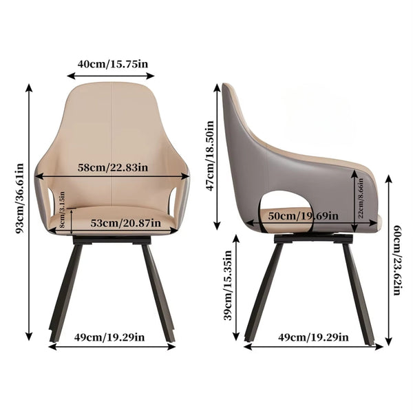 Set Of 2 Swivel With Armrest Modern Living Room Accent Dining Chairs