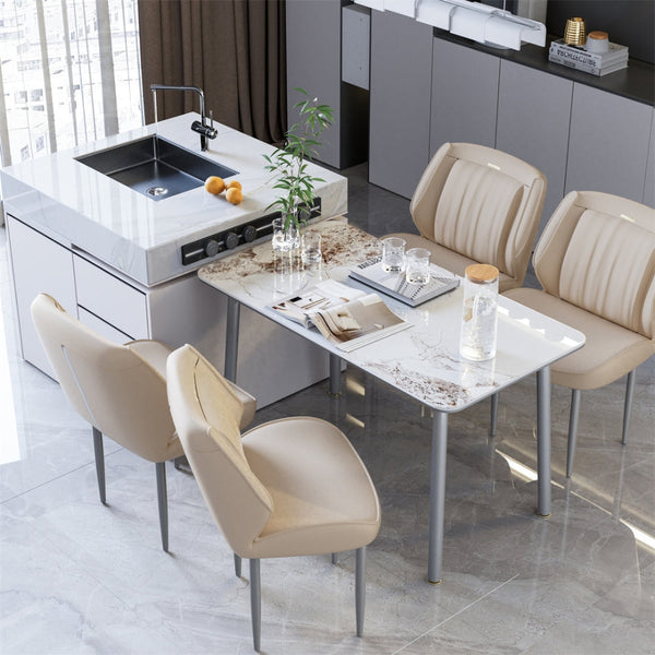 Modern Armless Leisure Chairs Microfiber Silicone Leather Dining Table Dining Chairs