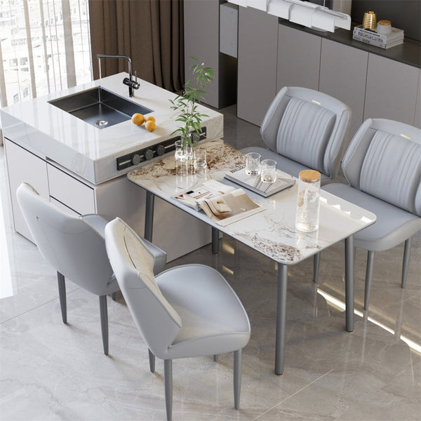 Modern Armless Leisure Chairs Microfiber Silicone Leather Dining Table Dining Chairs