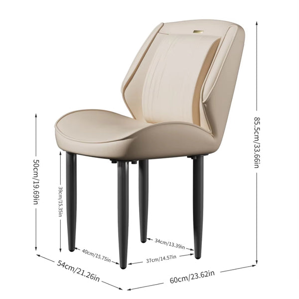 Modern Armless Leisure Chairs Microfiber Silicone Leather Dining Table Dining Chairs